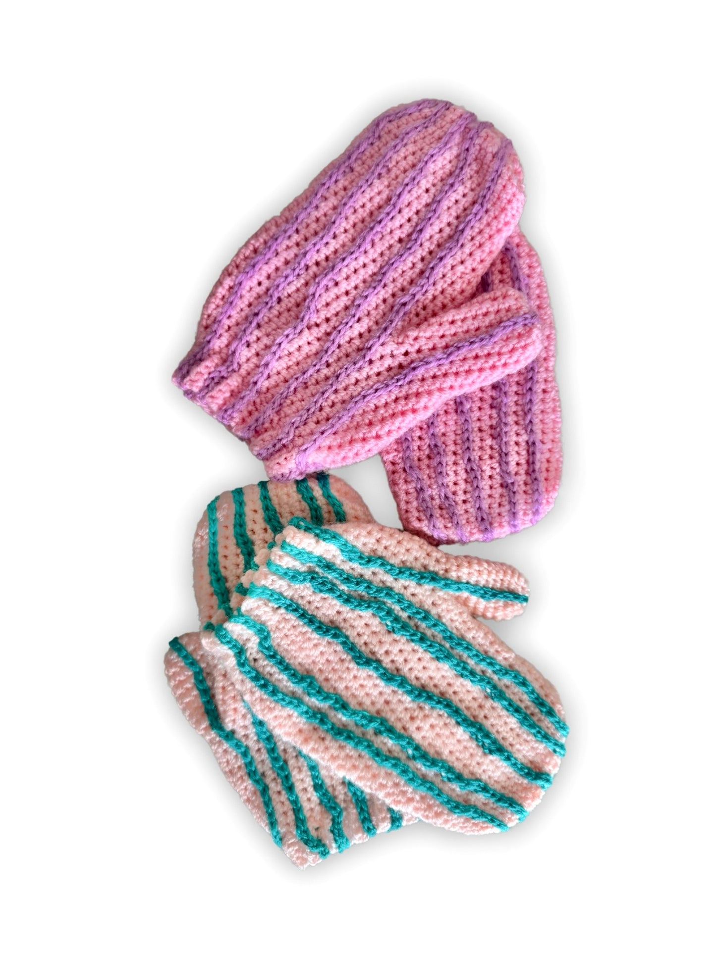 Wavy Beanie + Mittens Crochet Pattern