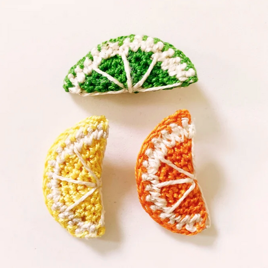 Brincos de fatia de frutas cítricas padrão de crochê