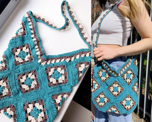 Padrão de Crochê - Bolsa Tote Quadrada Granny